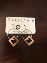 Load image into Gallery viewer, Sterling silver hoop with copper square earrings