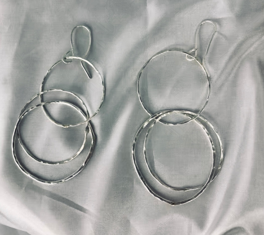 Sterling silver double bottom loop earrings