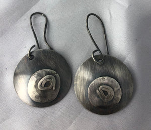 Sterling silver round antiqued earrings